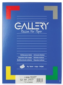 Gallery witte etiketten ft 66 x 72 mm, ronde hoeken, 12 per blad