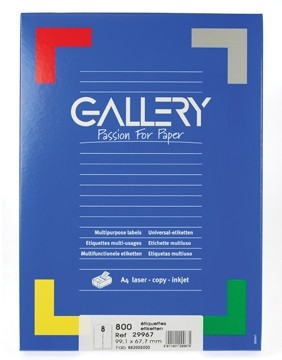 Gallery witte etiketten ft 99,1 x 67,7 mm, ronde hoeken, 8 per blad