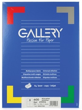 Gallery witte etiketten ft 99,1 x 93,1 mm, ronde hoeken, 6 per blad