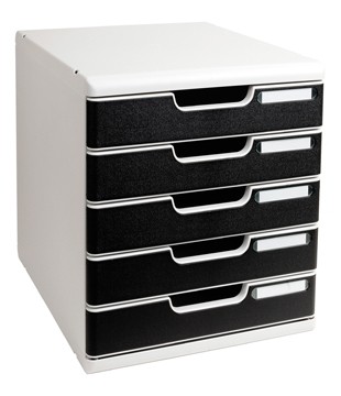 Exacompta Ladenblok Modulo met 5 gesloten laden, grijs/zwart
