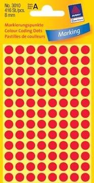 AVERY Ronde etiketten diameter 8 mm, rood, 416 stuks