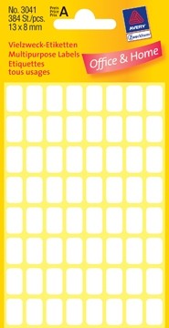 AVERY Witte etiketten ft 13 x 8 mm, 384 stuks