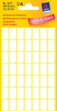 AVERY Witte etiketten ft 16 x 9 mm, 294 stuks