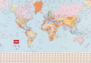 Nobo wereldkaart magnetisch, ft 124 x 87 cm