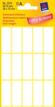AVERY Witte etiketten ft 38 x 14 mm, 90 stuks