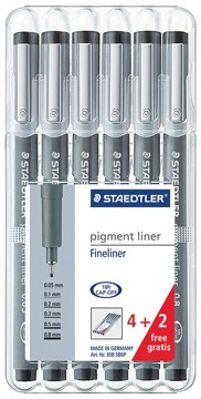 Staedtler fineliner Pigment Liner pak van 6 stuks