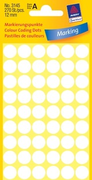 AVERY Ronde etiketten diameter 12 mm, wit, 270 stuks