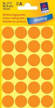 AVERY Ronde etiketten diameter 18 mm, lichtoranje, 96 stuks