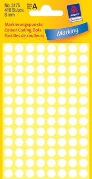 AVERY Ronde etiketten diameter 8 mm, wit, 416 stuks