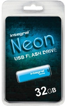 Integral USB Stick Neon capaciteit: 32 GB, blauw