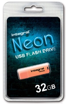 Integral USB Stick Neon capaciteit: 32 GB, oranje