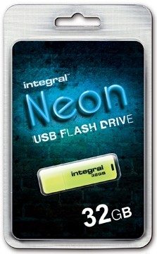 Integral Neon USB stick 2.0, 32 GB, geel