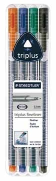 Staedtler fineliner Triplus geassorteerde kleuren, opstelbare box met 4 stuks