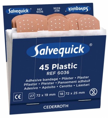 Salvequick navulling voor pleisterautomaat, plastic pleisters, pak van 6 navullingen 