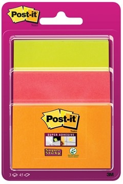 Post-it Super Sticky Notes neonoranje, neonroze en neongroen