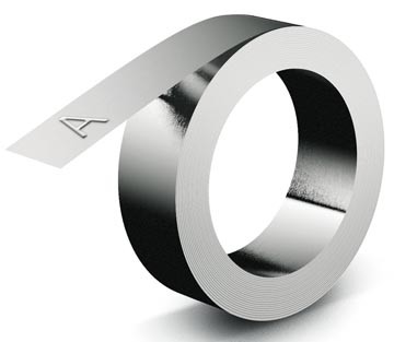 Dymo RHINO tape 12 mm, zilver op zelfklevend aluminium 