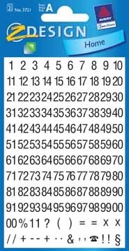 AVERY Etiketten cijfers en letters 1-100, 2 blad, zwart op wit pak10