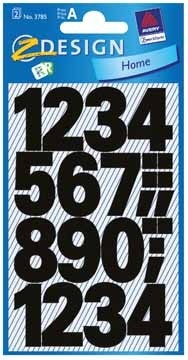 AVERY Etiketten cijfers en letters 0-9 groot, 2 blad, zwart, waterbestendige folie