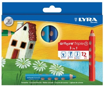 Lyra driehoekig kleurpotlood 3 in 1 12 potloden