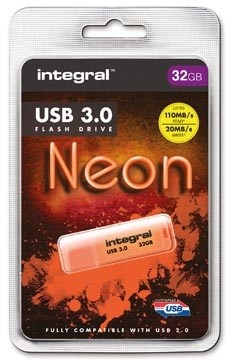 Integral Neon USB stick 3.0, 32 GB, oranje