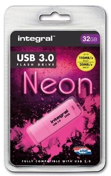 Integral Neon USB stick 3.0, 32 GB, roze