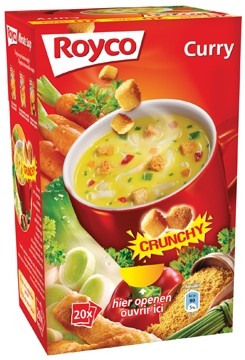 Royco Minute Soup doos met 20 zakjes, curry + korstjes