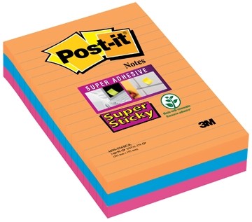 Post-it Super Sticky Notes Bangkok, ft 101 X 152 mm, 90 blaadjes, 3 blokken