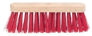 Bezem in ongelakt hout met pvc haren 29 cm