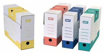 Fast Archiefdoos geassorteerde bedrukking: blauw, rood, groen en geel  PAK10