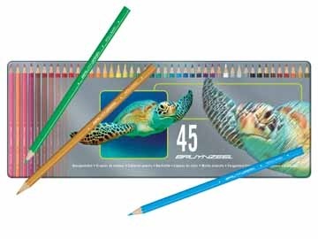 Bruynzeel Kleurpotlood Schildpad 45 stuks in een metalen doos
