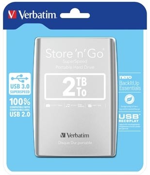 Verbatim harde schijf Store 'n' Go capaciteit: 2 TB, zilver
