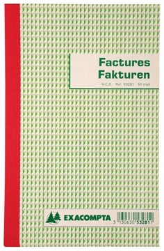 Exacompta factuurboek, ft 21x13,5 cm, tweetalig, tripli (3 x 50 vel)