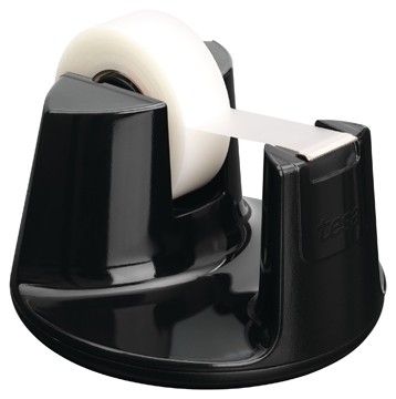 Tesa plakbandafroller voor rollen van ft 33 m x 19 mm, zwart