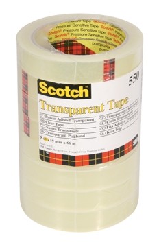 Scotch transparante tape 550 19 mm x 66 m, pak van 8 roll en