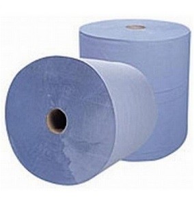 Industrierol 2-Laags Recycled Blauw 36 cm breedte 380 Meter per rol Geleverd per 2 rollen
