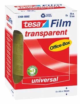 Tesa Plakband film transparant ft 19 mm x 66 m, 8 rolletjes