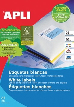 Apli afneembare witte etiketten ft 35,6 x 16,9 mm, 2.000 stuks, 80 per blad (10199), etui van 25 blad
