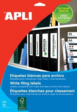 Apli etiketten ft 190 x 61 mm, ronde hoeken, 100 stuks, 4 per blad