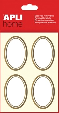 Apli verwijderbare huishoudetiketten ovaal, goud pak10