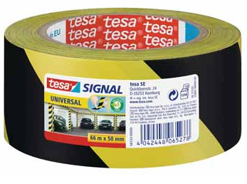 Tesa waarschuwingstape geel/zwart  