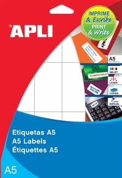 Apli witte etiketten Print & Write ft 49 x 82 mm, 90 stuks, 6 per blad (1880)