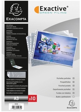 Exacompta Exactive geperforeerde showtas, gladde PP, ft A3, 10 stuks