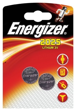 Energizer knopcellen Lithium Electronics CR2025, 2 stuks