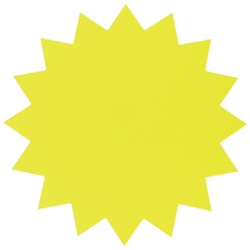 Folia etiketten in fluokarton 18 cm fluo geel (sterren)