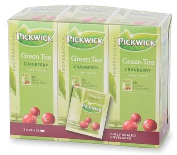 Pickwick thee, groene thee Cranberry, pak van 25 stuks 