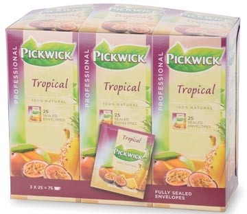 Pickwick thee, tropische vruchten, pak van 25 stuks 