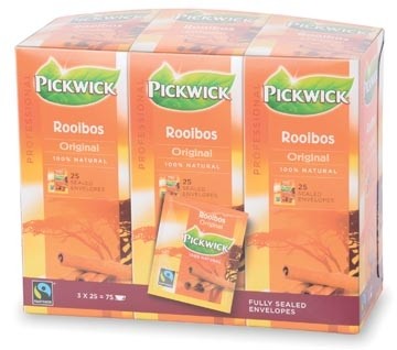 Pickwick thee, rooibos, fairtrade, pak van 25 stuks 
