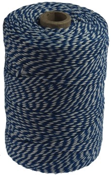 Katoentouw klos van 200 g, blauw-wit, +/- 200 m