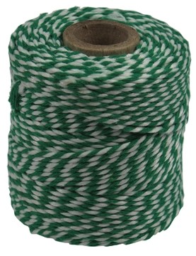 Katoentouw klos van 50 g, groen-wit, +/- 45 m