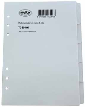 Multo tabbladen ft A5, neutrale tabbladen, 5-delig